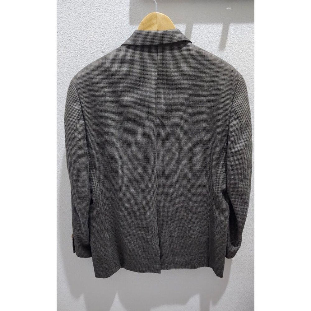 Ralph Lauren Mens Blazer Jacket Single Breasted 42R Houndstooth Brown Silk Blend - Picture 2 of 16